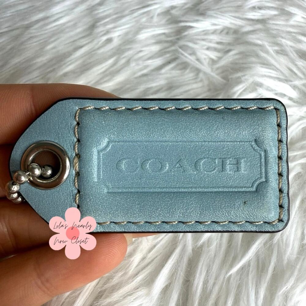 2.5" y2k COACH Vintage Blue Black Fob Bag Charm Hang tag Hangtag